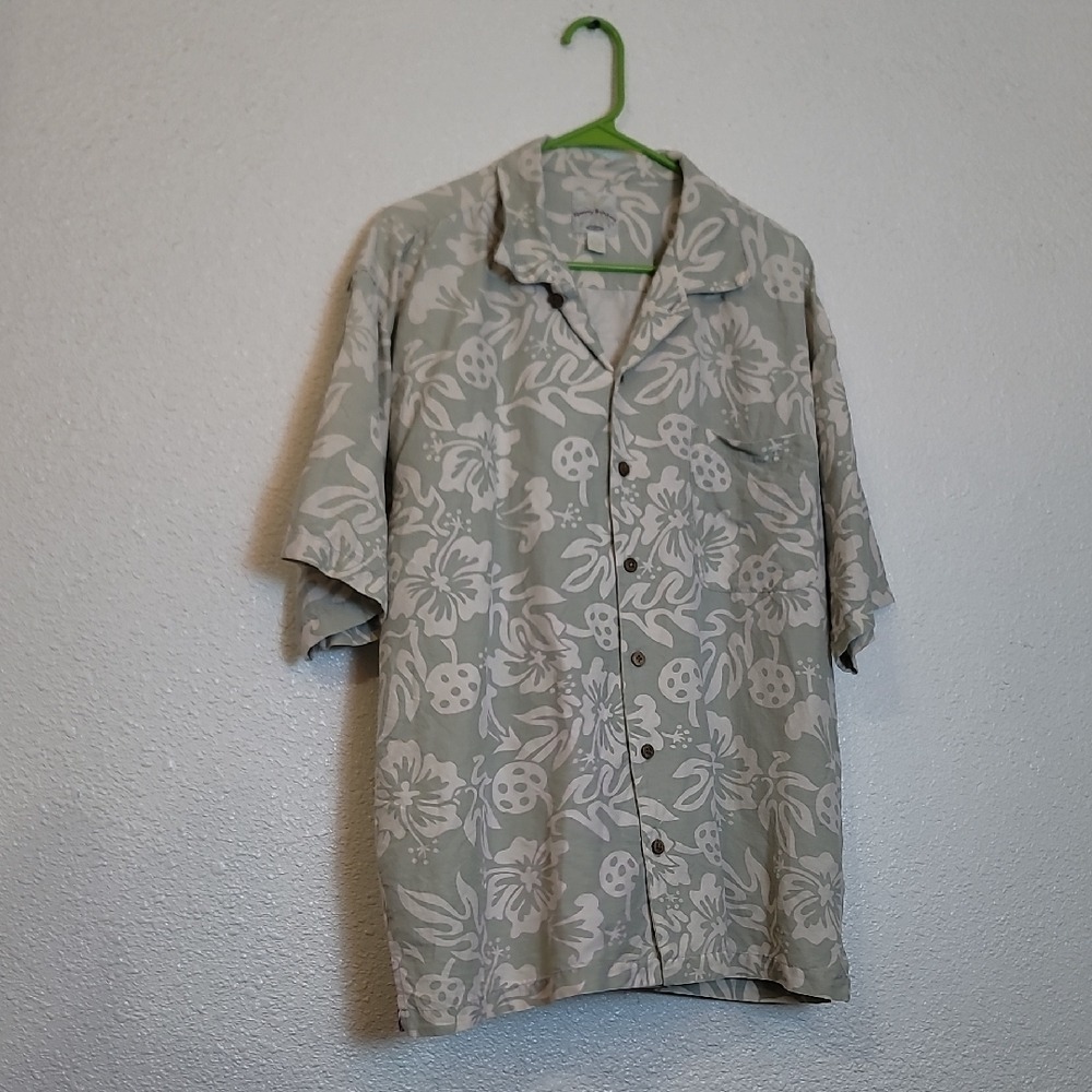 Tommy Bahama Gray and White Casual Button Down Shirt